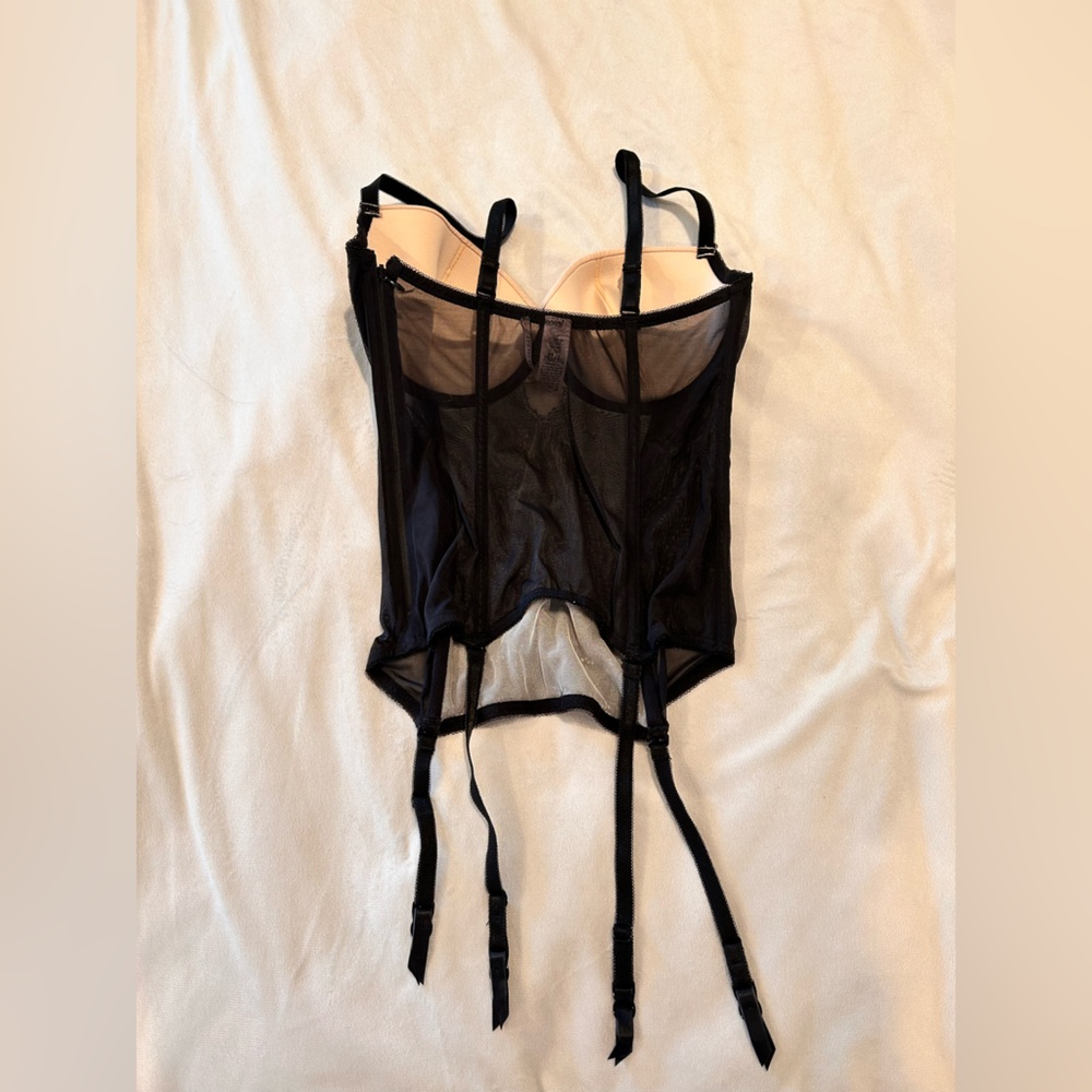 Victoria’s secret 36D Lace Corset Bustier Like New black/tan - Picture 4 of 7